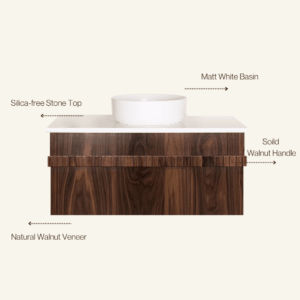 Ashton Wall-Mounted Vanity 900 Single Bowl - Walnut