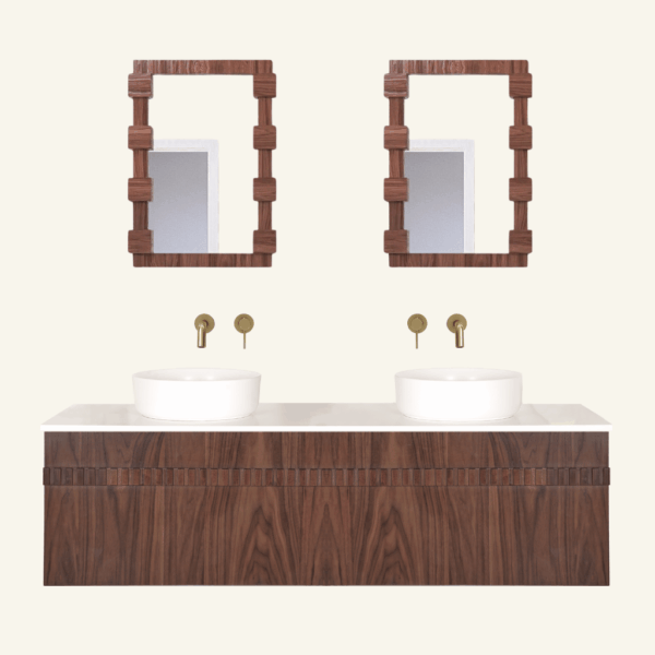 Ashton Wall-Mounted Vanity 1500 Double Bowl - Walnut