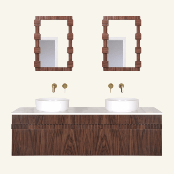 Ashton Wall-Mounted Vanity 1500 Double Bowl - Walnut