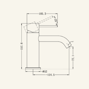 York Straight Basin Mixer With White Porcelain Lever - Aged Brass