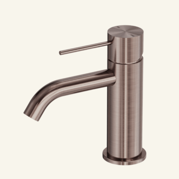 York Straight Basin Mixer With White Porcelain Lever - Aged Brass