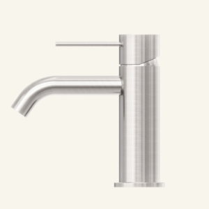 York Straight Basin Mixer With White Porcelain Lever - Aged Brass