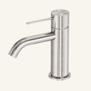 York Straight Basin Mixer With White Porcelain Lever - Aged Brass