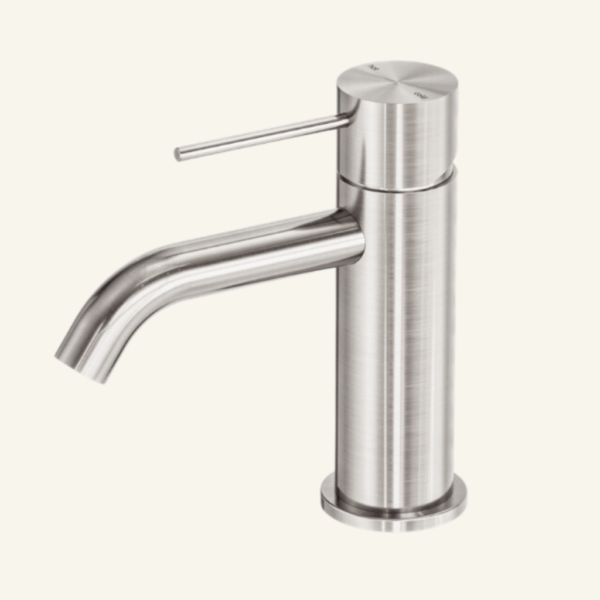 York Straight Basin Mixer With White Porcelain Lever - Aged Brass