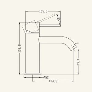 York Straight Basin Mixer With White Porcelain Lever - Aged Brass
