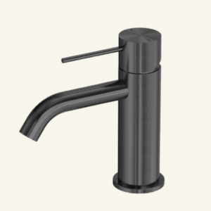 York Straight Basin Mixer With White Porcelain Lever - Aged Brass