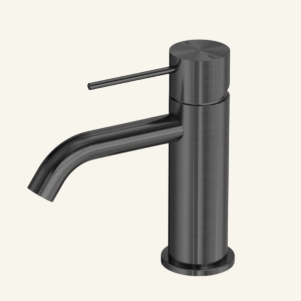 York Straight Basin Mixer With White Porcelain Lever - Aged Brass