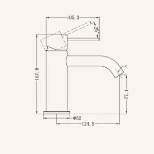 York Straight Basin Mixer With White Porcelain Lever - Aged Brass