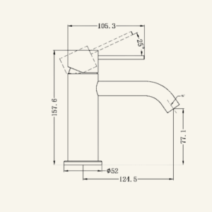 York Straight Basin Mixer With White Porcelain Lever - Aged Brass