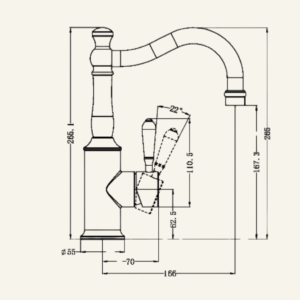 York Straight Basin Mixer With White Porcelain Lever - Aged Brass