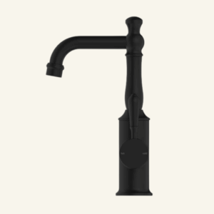 York Straight Basin Mixer With White Porcelain Lever - Aged Brass
