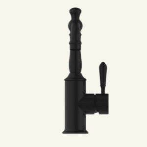 York Straight Basin Mixer With White Porcelain Lever - Aged Brass