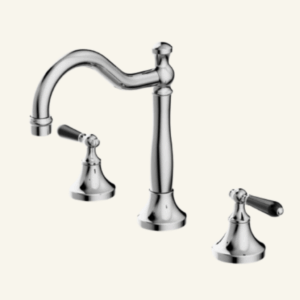 York Straight Basin Mixer With White Porcelain Lever - Aged Brass