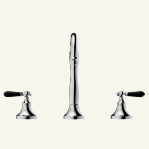 York Straight Basin Mixer With White Porcelain Lever - Aged Brass