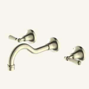 York Straight Basin Mixer With White Porcelain Lever - Aged Brass
