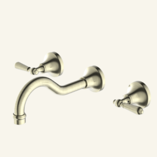 York Straight Basin Mixer With White Porcelain Lever - Aged Brass