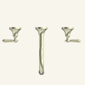 York Straight Basin Mixer With White Porcelain Lever - Aged Brass