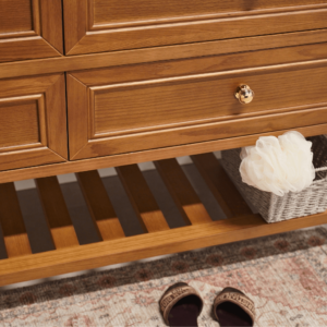 Audrey Vanity Freestanding 1500 Double Bowl - Brown Oak 