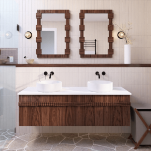 Ashton Wall-Mounted Vanity 1500 Double Bowl - Walnut