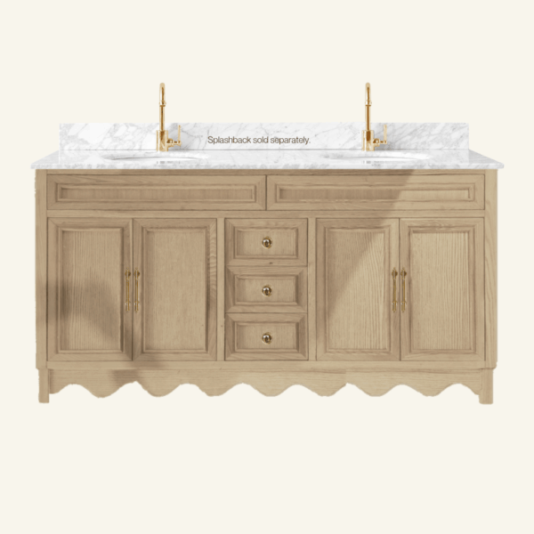 Belle Scalloped Vanity 900 Freestanding – Honey Oak