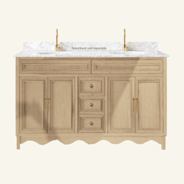 Belle Scalloped Vanity 900 Freestanding – Honey Oak