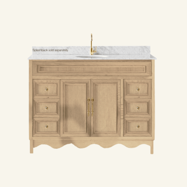 Belle Scalloped Vanity 900 Freestanding – Honey Oak