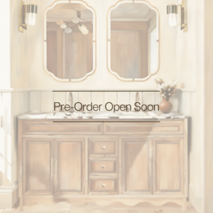 Belle Scalloped Vanity 1500 Double Bowl Freestanding – Honey Oak