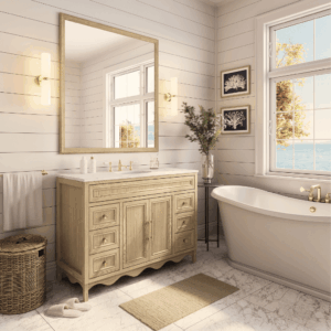Belle Scalloped Vanity 1200 Freestanding – Honey Oak
