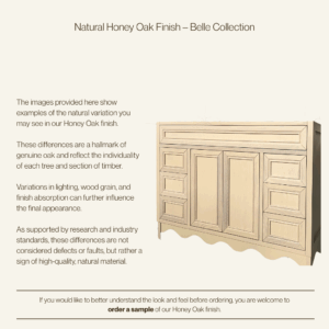 Belle Scalloped Vanity 1500 Double Bowl Freestanding – Honey Oak