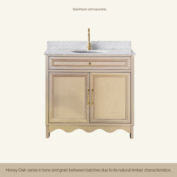 Belle Scalloped Vanity 900 Freestanding – Honey Oak