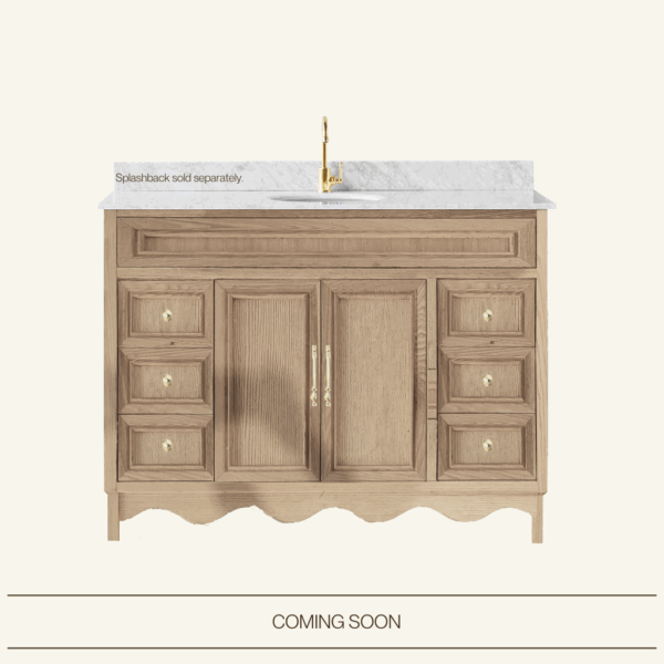 Belle Scalloped Vanity 900 Freestanding – Honey Oak