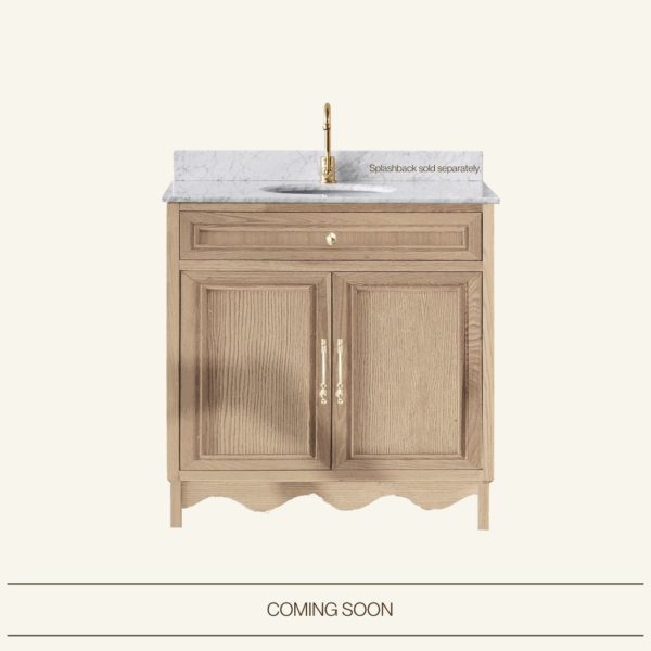 Belle Scalloped Vanity 900 Freestanding – Honey Oak