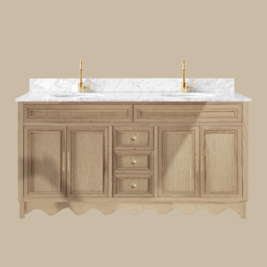 Belle Scalloped Vanity 1800 Double Bowl Freestanding – Honey Oak